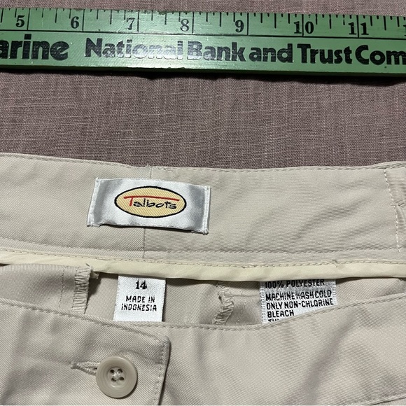 Talbots Women's Cream White Wide-Leg Trousers Size 14 Elastic Waist Business - Picture 4 of 6